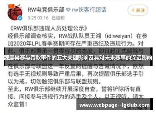 魏震禁赛与罚款事件的五大关键影响及其对未来赛事的深远影响